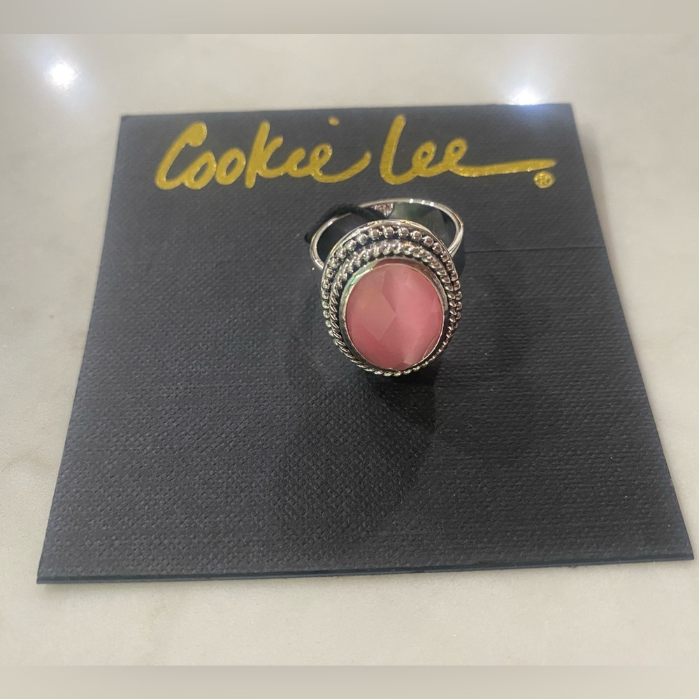 Cookie Lee Genuine Cat’s Eye Adjustable Silver Vintage-Inspired Ring